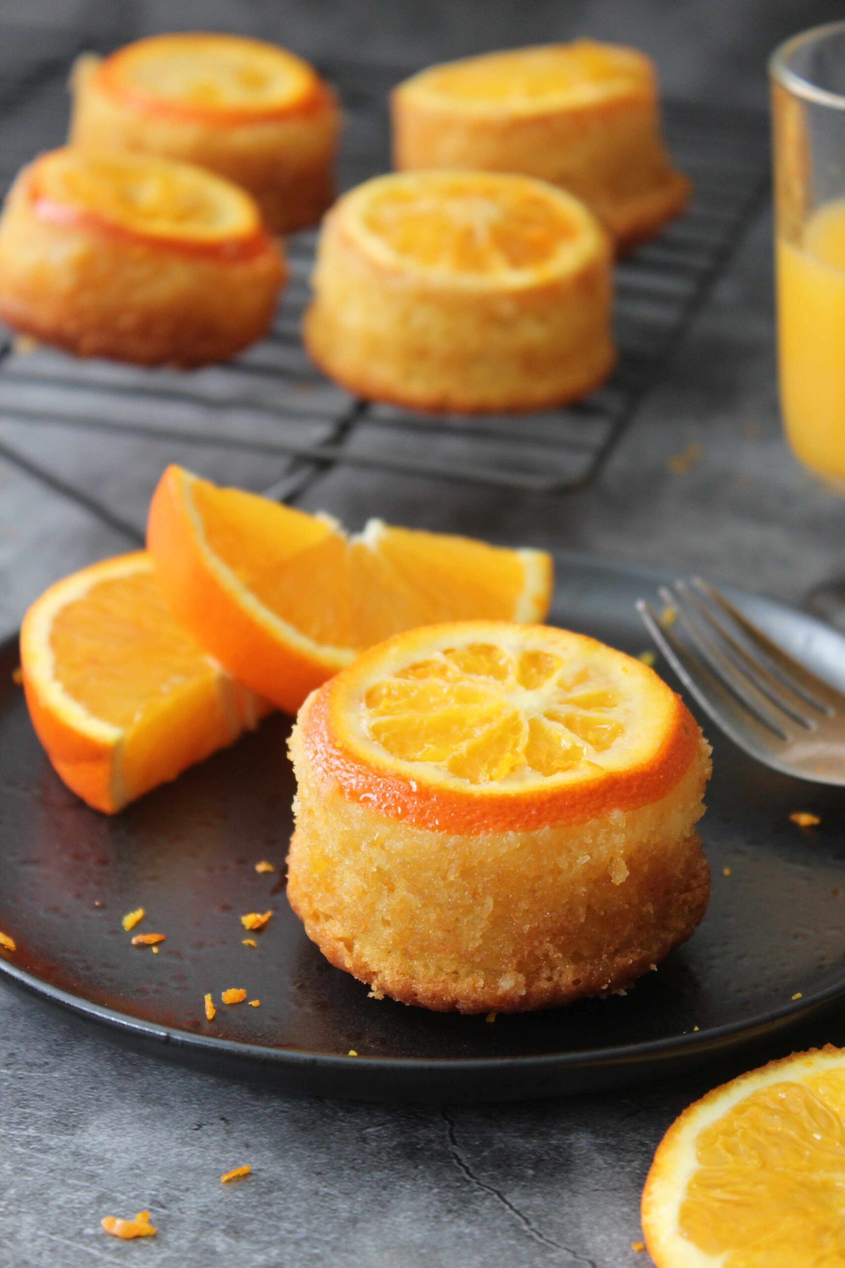 Mini orange upside-down cakes